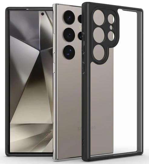 Image of KAPAVER Hybrid Clear Back Cover Case for Galaxy S24 Ultra | Protective Shockproof Cleare Hard PC Soft Flexible Black TPU Cover
