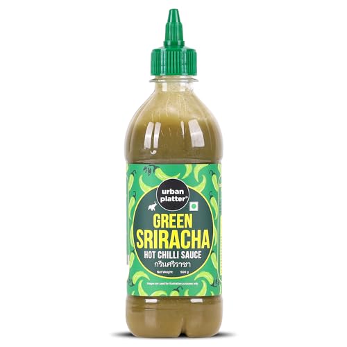Image of Urban Platter Green Sriracha Hot Chilli Sauce - 500g | Spicy & Tangy Green Chilli Sauce | Thai-Inspired Sriracha for Dipping, Cooking & Marinades