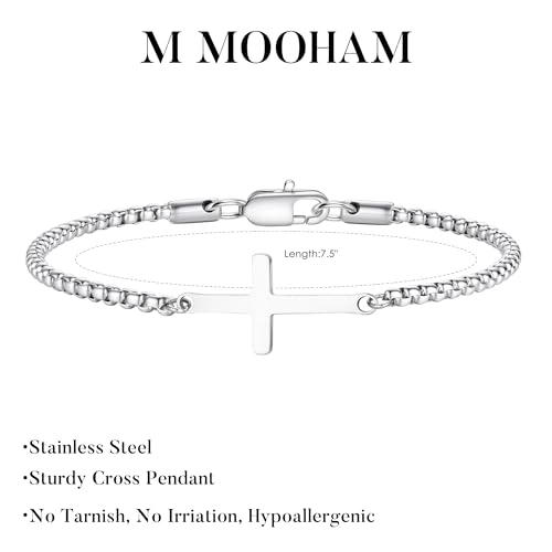 Pulsera cruz M MOOHAM para hombre plata bañada en oro miniatura 4