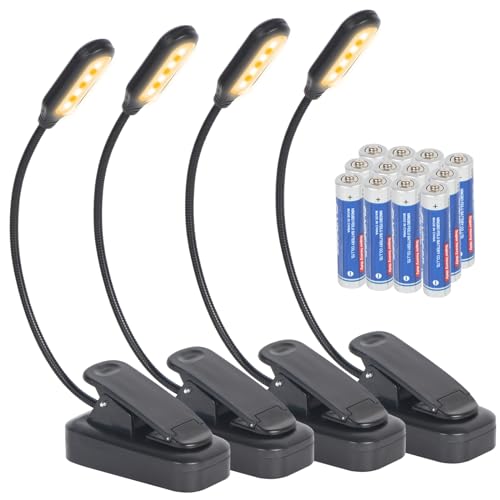 Hilngav 4 Pack Reading Light With 3 Color Temperature, 6 Led Book Clip Lamp For Reading In Bed cover