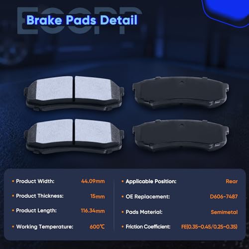 Image of ECCPP Brake Pads 8pcs Ceramic Brake Kits For Toyota For 4Runner 2003-2019