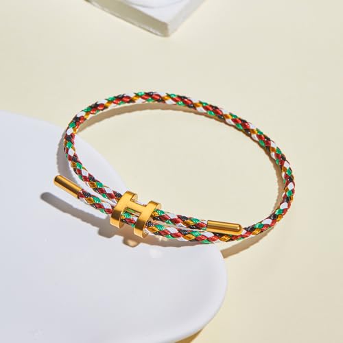 Image of AIMADE Bracelets for Women Adjustable Charm Bracelet, 18k Gold-plated Buckle Design Titanium Steel Wire Rope Women's Gift Jewelry