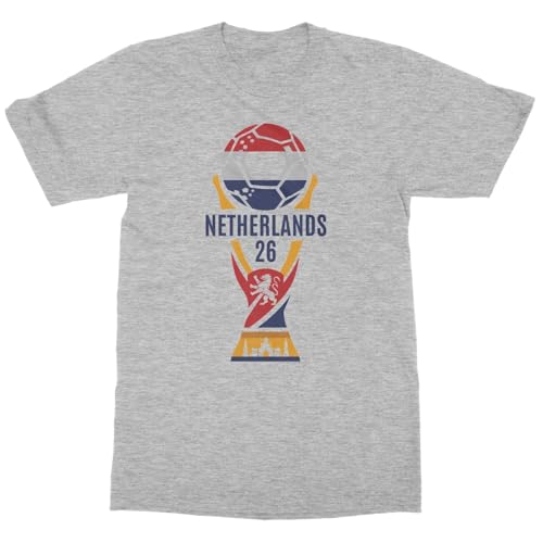 Netherlands 26 Trophy Graphic | Soccer Pride Fans Unisex T-Shirt (Ash, X-Large)