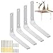 4 Pcs Equerre Etagere Murale, Equerre Etagere Avec Des Vis, Blanc Equerre Etagère Murale Metal, Équerre de Fixation pour Abri, Étagères Bois, Bibliothèque (150 * 125 Mm)