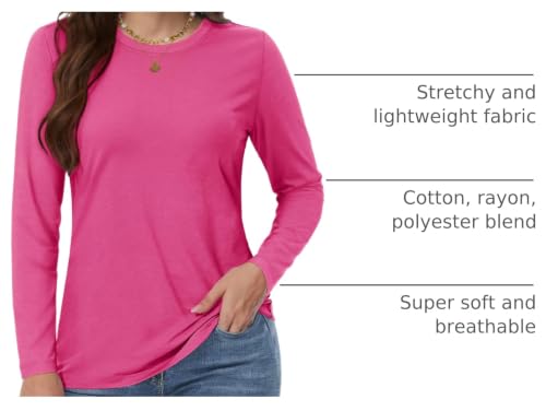 Image of YUCOLEN Long Sleeve Shirts for Women Cotton Crew Neck Casual Tops Fall