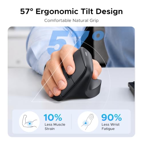 UGREEN Ergonomic Wireless Mouse, Bluetooth & 2.4G Wireless, Quiet Clicks - image 7