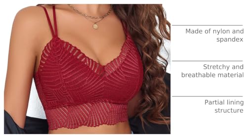 Image of Avidlove Lace Bralette for Women V Neck Camisoles Racerback Adjustable Strap Crop Top
