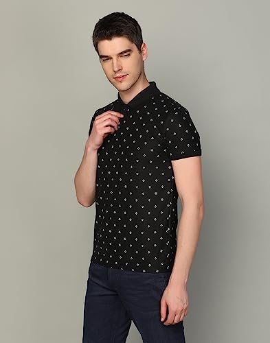 Image of INKKR Men's Printed Polo Neck Half Sleeve Multicolor T-Shirt