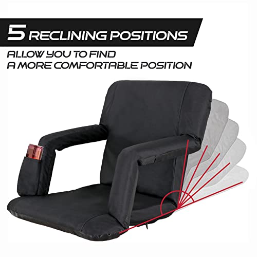 Zeny Folding Stadium Seat Chair With Back Support For Bleachers 2 Pack Reclining Bleacher Seat With Back And Padded Cushion #TOP1