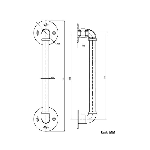 Kinmade KM-HD010 12 Inch Matte Black Industrial Pipe Door Pull Handle, Grab Bar, Towel Bar thumb #5