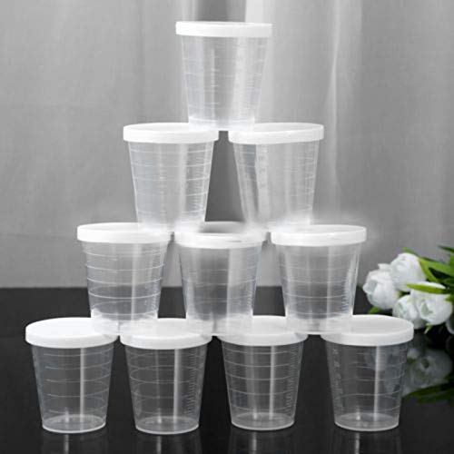 10 tazas medidoras de plástico graduadas, vasos transparentes de plástico transparente para mezclar epoxi para cocina, cocina, bricolaje, pintura, medicamentos, helados hechos a mano