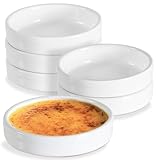 ONEMORE Ramekins - Ramekins - Moldes de cerámica para hornear natillas, mini pasteles, pudines y salsas, 4.5 onzas, aptos para horno, mini sartenes redondas para quiche de 4.5 pulgadas, color blanco,