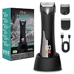 Vexloria Rasoio Elettrico Corpo Uomo, Depilatore Corpo con LED lampada e Display LCD, Lame in Ceramica, USB Ricaricabile Elettrico Rasoio Parti Intimo, Per Il Intimo, Ascelle, Gambe