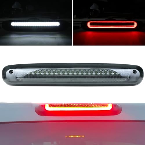 Toixcvvwer Strobe Led Third Brake Light Replacement for 2007-2013 Chevy Silverado GMC Sierra 1500 2500HD 3500HD Red Rear 3rd Brake light High Mount Stop Lamp White Roof Cargo Light Smoked Lens