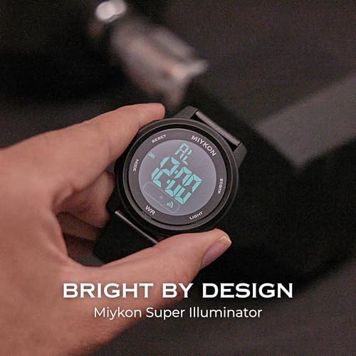 Image of Miykon Ultra-Thin Digital Watch for Men - Minimalist Waterproof Sports Watch with Large Easy to Read Display - Shockproof Resin, Super Illuminator, Stopwatch & Timer, Alarm, Dual Time, 24hr Military Time