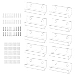 10 Pcs Vinyl Wall Mount 10cm Acrylic Shelves Clear Vinyl Record Display CD Album Wall Display Rack Wall Holder Transparent Floating Shelf for Nail Polish LP Picture Book Photo Makeup in Home Office