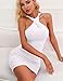 Kaximil Women's Sexy Ruched Sleeveless Criss Cross Bodycon Club Party Short Mini Dresses, Small, White