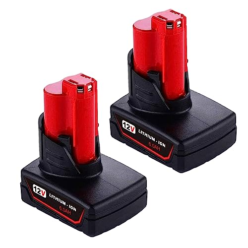 DV8DKV7 2 Packs Replace for Milwaukee M12 12 Volt Cordless Tools 6.0Ah Battery, Compatible with Milwaukee 12V 48-11-2410 48-11-2420 48-11-2411 48-11-2401 12 Volt Lithium Ion Battery
