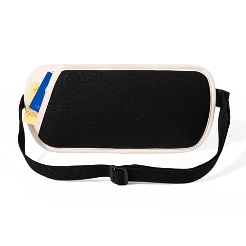 Image of Money Belt - Slim Passport Holder RFID Blocking Travel Wallet Undercover Fanny Packs for Men Women - Beige