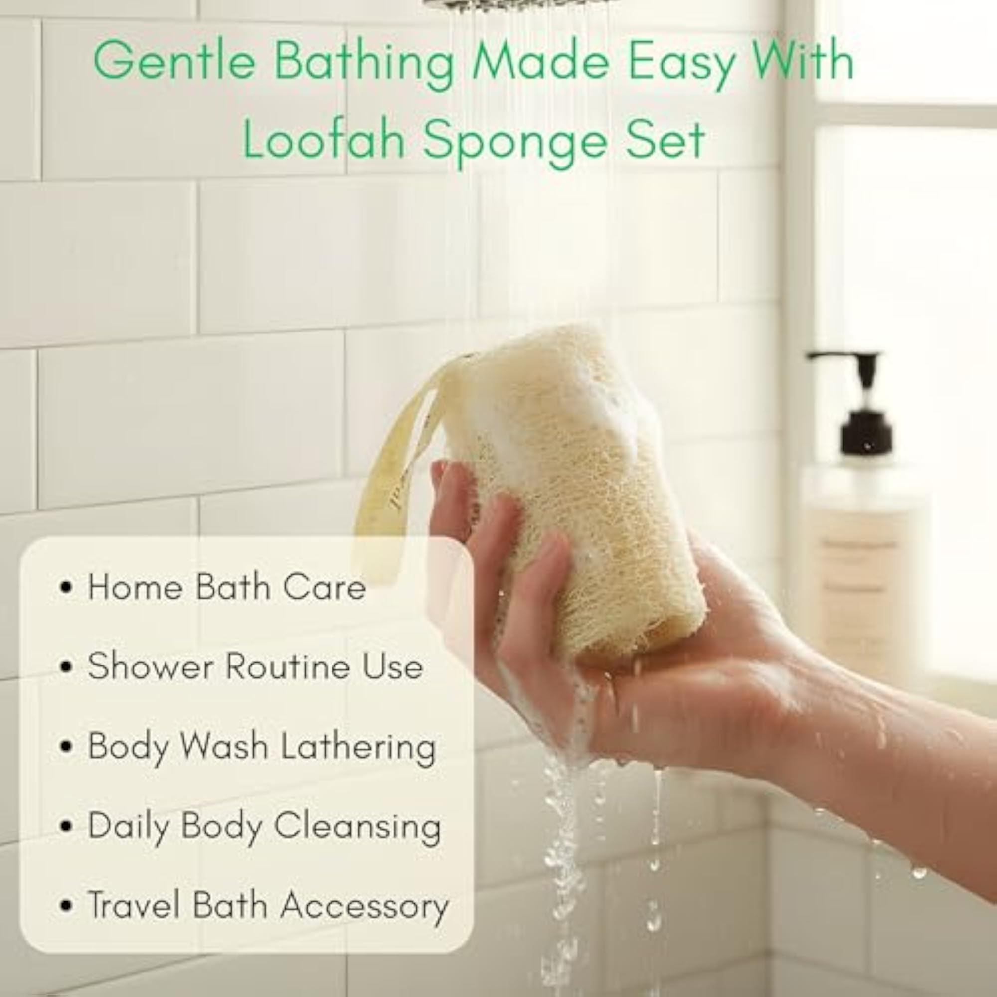 Natural Loofah Short Scrub Sponge for Bathing, Organic & Eco-Friendly