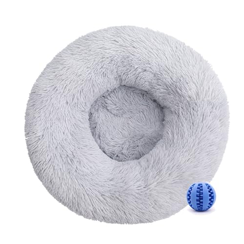 DOTBUY-SHOP Rotondo Cuccia Cane Interno, Peluche Cuccia Gatto e Cane Ciambella Cuscino per Cani, Lavabile e Morbido Cuscino per Animale Domestico, per Gattino Cucciolo (40CM,Grigio Chiaro)