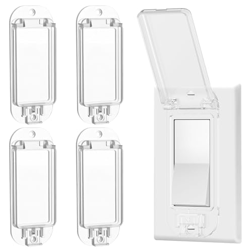 4pcs Light Switch Guard Cover Transparent Light Switch Lock, Switch Blocker for Keeps Lights or Switches from Being Accidentally Turned ON or OFF Child Proof Light Switch Cover (4pcs)