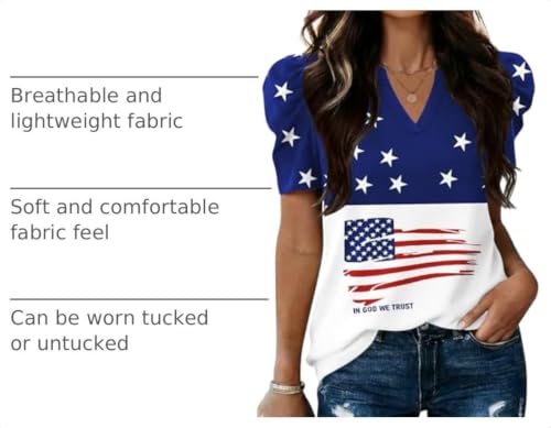 Image of LOMON Spring Summer Tops for Women 2026 V Neck Puff Short Sleeve Tops Fashion Trendy Work Blouses Dressy Casual S-XXL