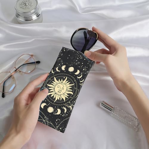 Image of Anikathy 2Pcs Sunglass Eyeglass Glasses Case Soft PU Leather with Cleaning Cloth Portable Glasses Pouch Bag for Men Women