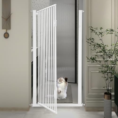 ieLsngai Haustiergitter Extra Hoch Höhe 150cm, Breite verstellbar 90-97cm, Sicherheits-Haustiergitter, Automatische Schließung, Stababstand 3.5cm, 270°Türöffnung,Ohne Bohren für Treppen/Türen