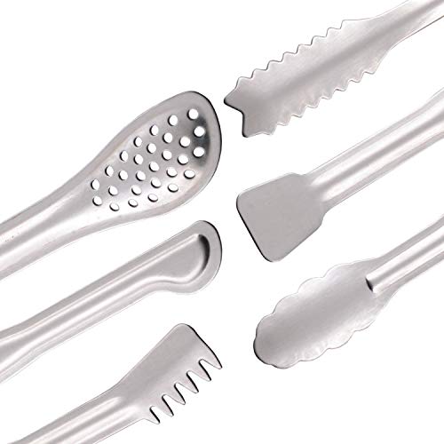 HINMAY Small Serving Tongs Set 6" Stainless Steel Mini Tongs, Set of 6 by HINMAY - Image 6
