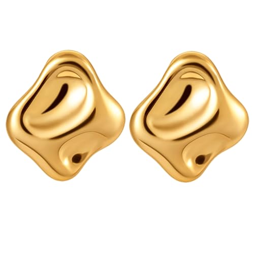 Atgdluk Chunky Gold Stud Earrings for Women - Dainty Geometric 14k Gold Plated Hypoallergenic Statement Earrings - Lightweight Fashion Jewelry Gifts - Image 7