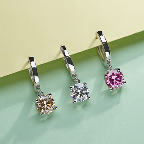 Gigajewe Moissanite Pink Color Vvs1 Total 2Ct 925 Silver Drop Earrings 18K Gold Plated Diamond Test Passed Jewelry Woman Girl Gift (Pink) #TOP3