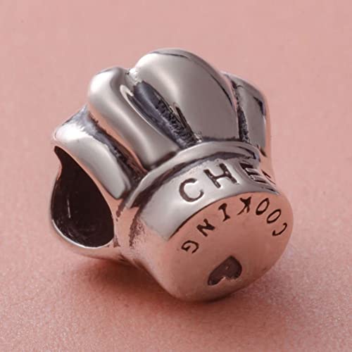 Antique Silver Charm-925 Sterling Silver Cooking Chef Hat, Smiley Face, Hope Ribbon, Sweet Strawberry, Soccer Ball, Tree Man Movie Character Beads, fits European Charms Bracelet, Gifts for Mom/Children/Daughter/Father/Aunt4