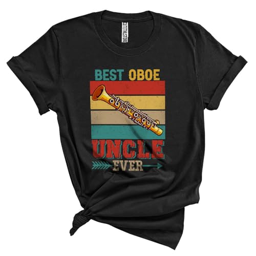 Vintage Retro Best Oboe Uncle Ever, Proud Father's Day Oboe Player, Dad Family Group Unisex T-Shirt Black