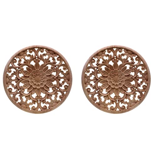Sculpture de fleurs en bois applique ronde pour masquer et relooker un meuble