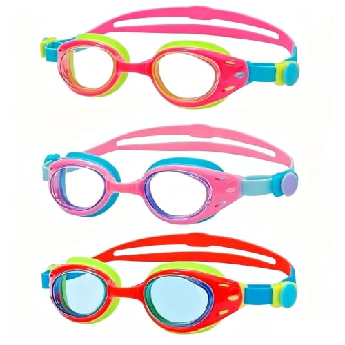 YUENREE 3 Pack Kids Swim Goggles Ages 6-12 Anti-Fog UV Protection