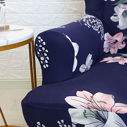 Funda de sillón orejero elástica OBASDFD con estampado protector lavable 4