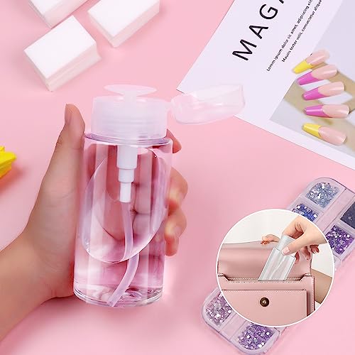 Nail Polish Remover Pump Bottle, 200ml Push Down Cleanser Bottle for Travel, No-Leakage Liquid Acetone Pump For Makeup Nail Polish Remove 2Pcs - Image 3