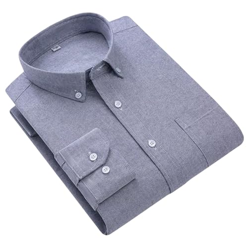Camisa Oxford Slim Fit de manga larga para hombre con estampado de cuadros informales