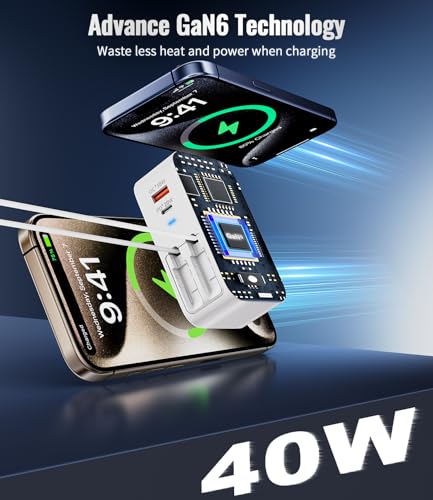 Image of 4 in 1 Retractable Wall Charger with Dual Cables,40W Retractable Phone Charger Wall Plug with Dual USB Ports,20W USB C Chargers Block Fast Charging for iPhone 17 16 15 14 13,LG, Galaxy S24 23,Pixel