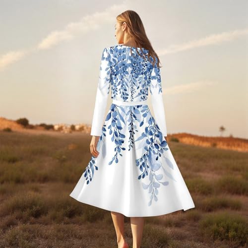 2 Piece Sets for Women Fall 2025,Boho Floral Print Maxi Dress with Cardigan,Wedding Guest Dresses for Women4