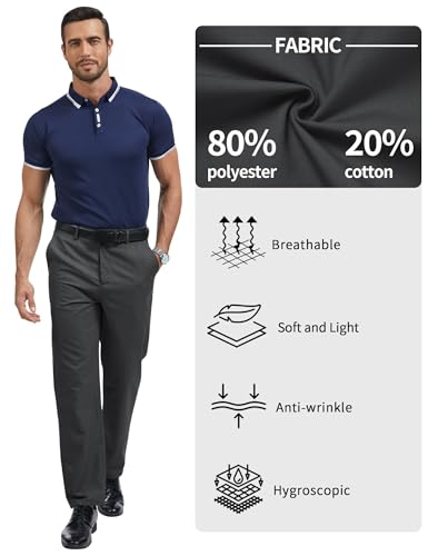 Image of Men's Tall Classic Fit Flex Flat Front Dress Pants Formal Pants for Business & Office