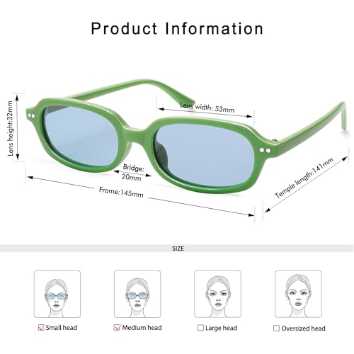 Retro Small Rectangle Sunglasses for Women Men Trendy Narrow Square Sunnies AP3729