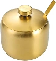 Vista 2 de 2 unidades de acero inoxidable azucarero especias tarro almacenamiento condimento olla con tapa cuchara