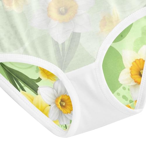 White Flowers Green Leaves Kids Underwear, Toddler Girl Panties, Girls Underwear Cotton, 2–8 Years4
