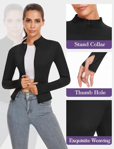Kiiwah Women's Running Jacket, Slim Fit Sport Jacket With Thumb Holes, Lightweight Zip up Gym Jacket Female for Yoga Fitness Workout Track - Image 5