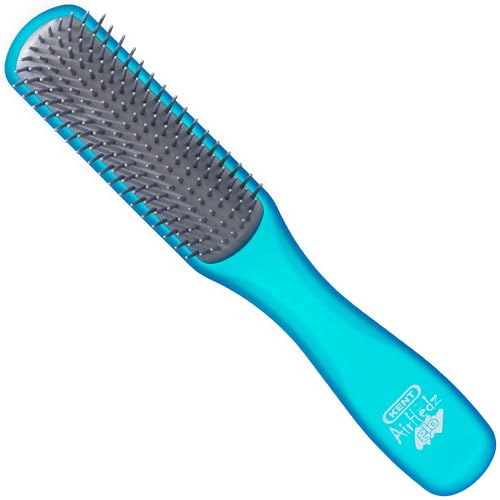Brosse plate Kent AirHedz Glo bleu turquoise à 9 rangées pour cheveux