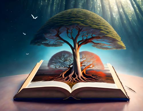 Poster arbre sur livre pour habiller un mur blanc vide 50x70