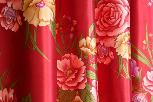 Image of Homefab India Eyelet Polyester Floral Window Curtain - 5 ft, Maroon - 1 Piece