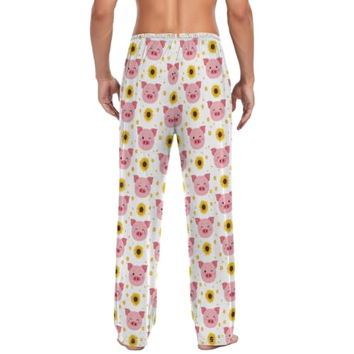 Men's Pajama Pants Sunflower Pig Pajama Pants for Men PJs Bottoms Drawstring Pockets Cute Sleep Lounge Pants S2